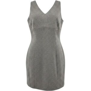 Alberto Makali Sheath Dress Womens 10 Sleeveless Gray Herringbone Classic Tweed